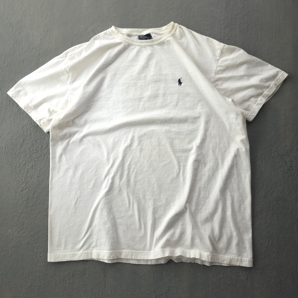 Vintage 90s Polo Ralph Lauren White T-shirt Large Embroidered Pony